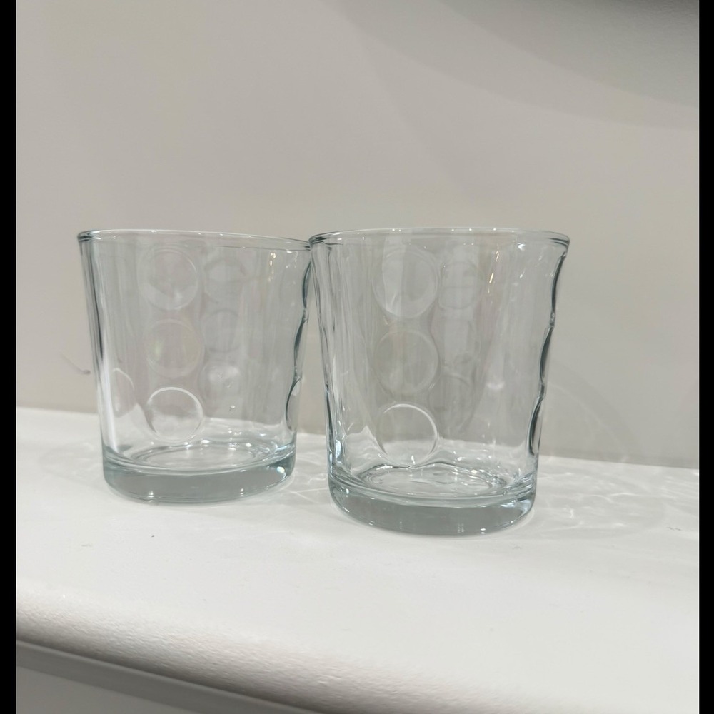 Libbey Urban Clear Double Old Fashioned Circle Dot Set of 2 Tumbler Glasses EUC